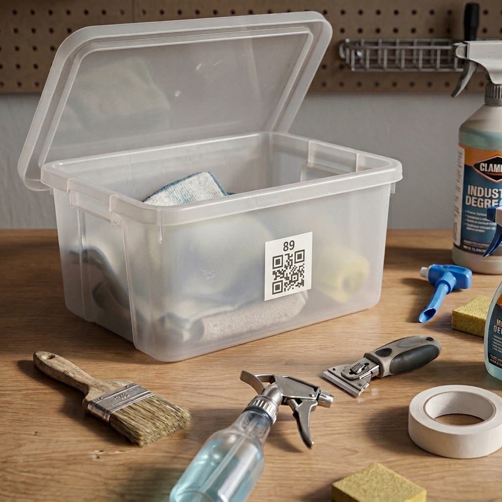 Moving boxes stacked in temporary storage